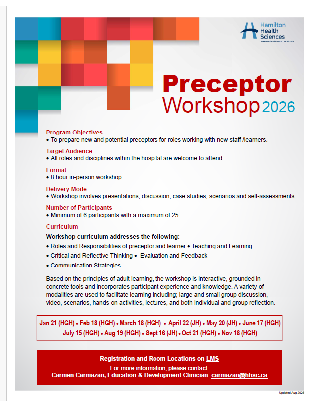 Preceptor workshop poster